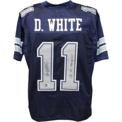 Danny White Autographed Pro Style Blue Jersey Insc. Beckett