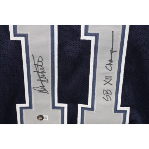 Danny White Autographed Pro Style Blue Jersey Insc. Beckett