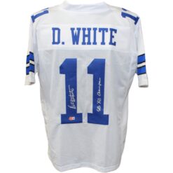 Danny White Autographed Pro Style White Jersey Insc. Beckett