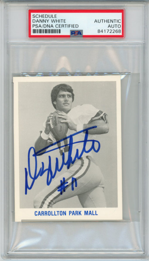 Danny White Autographed Dallas Cowboys 1982 Schedule Card PSA Slab 32632