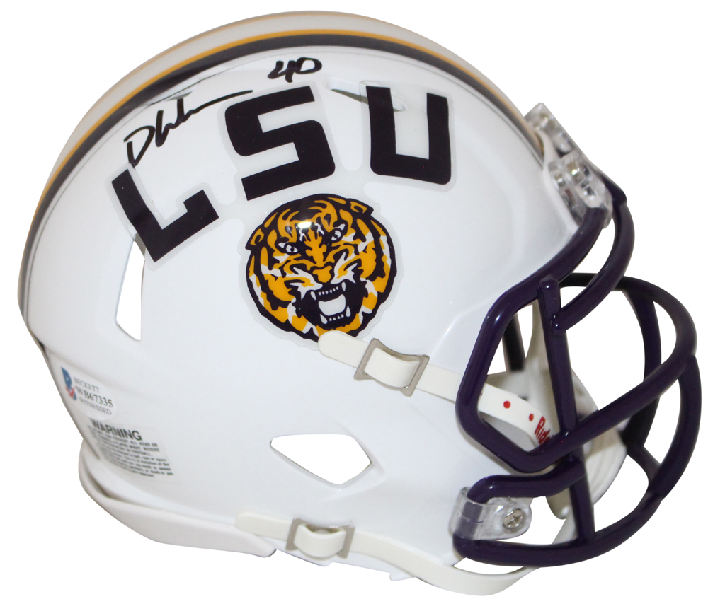Devin White Autographed/Signed LSU Tigers White Speed Mini Helmet BAS 27704