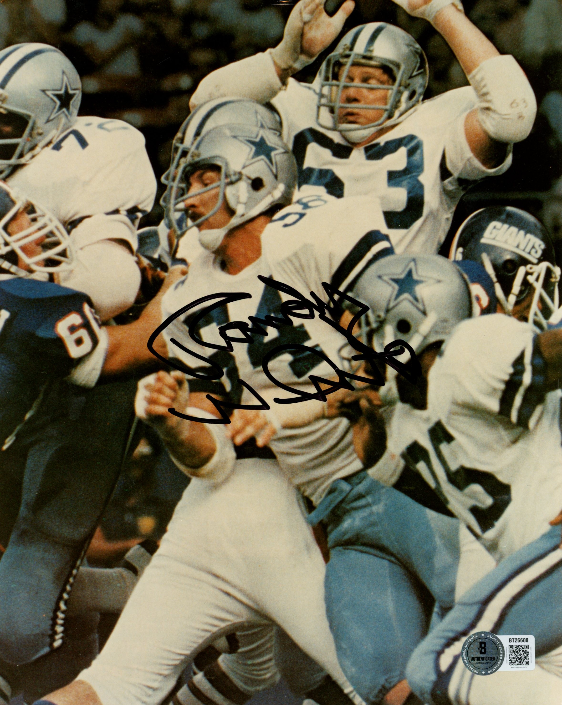 Randy White Autographed/Signed Dallas Cowboys 8x10 Photo Beckett 56696
