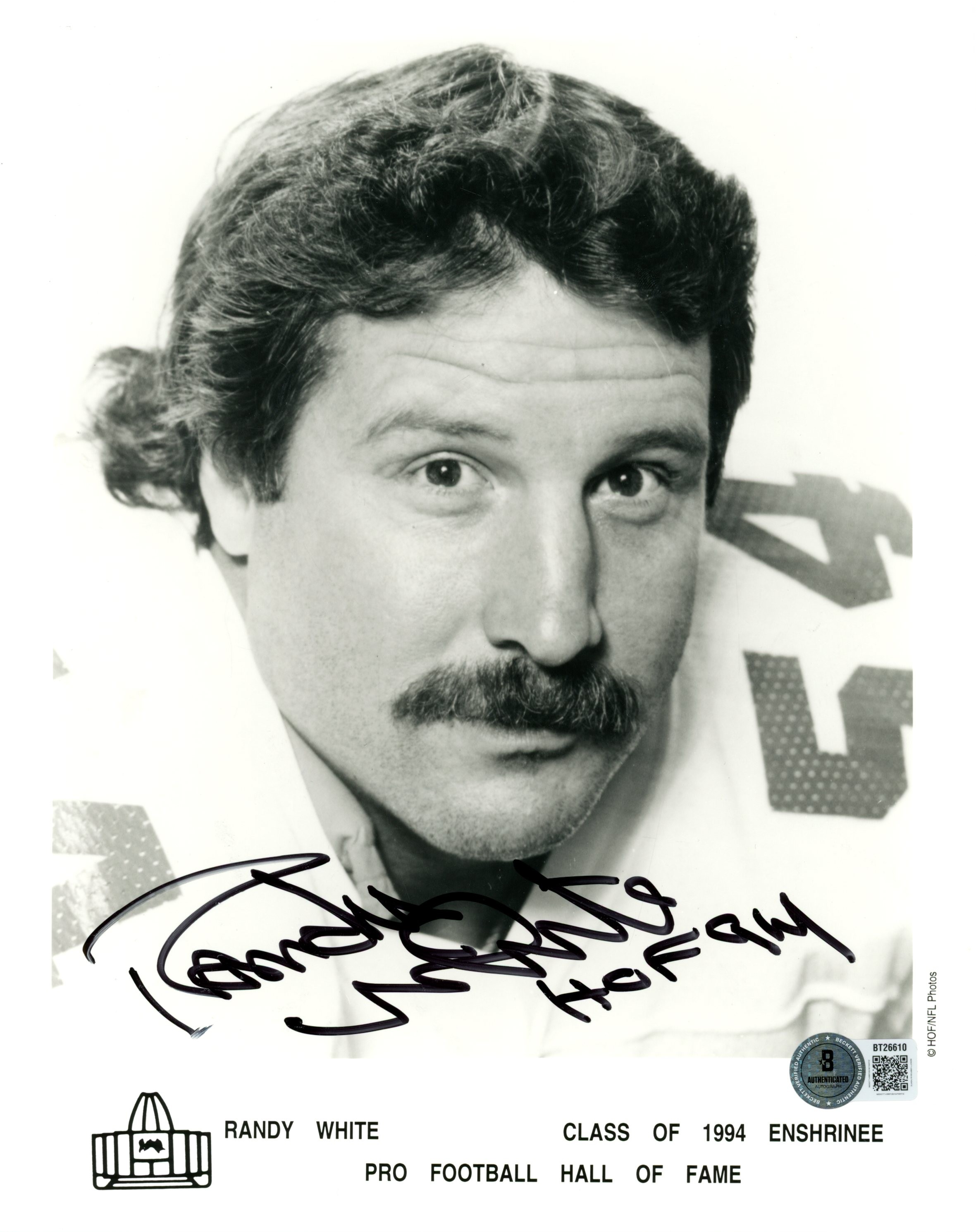 Randy White Autographed/Signed Dallas Cowboys 8x10 Photo HOF Beckett 56698