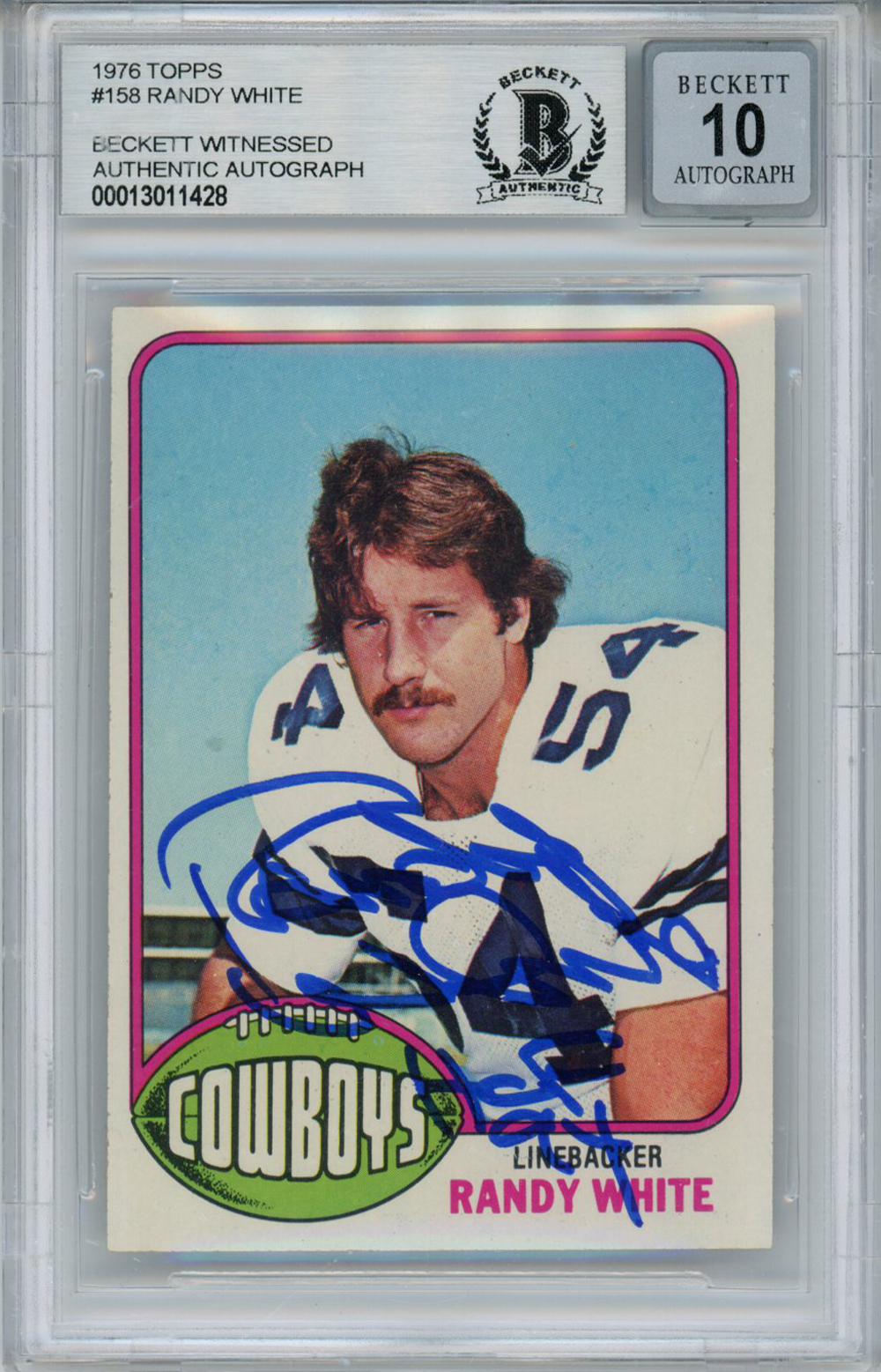 Randy White Autographed/Signed 1976 Topps Rookie Card HOF BAS 10 Slab