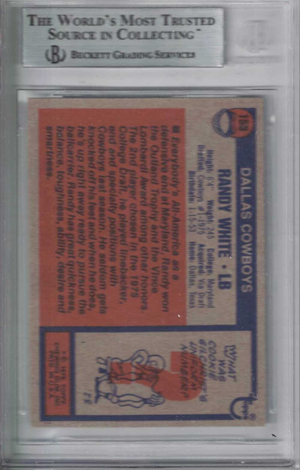 Randy White Autographed Dallas Cowboys 1976 Topps Rookie Card BAS Slab 31188