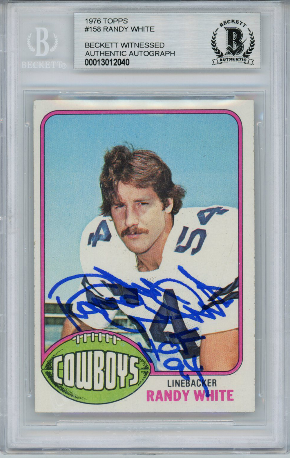 Randy White Autographed/Signed 1976 Topps Rookie Card HOF BAS Slab