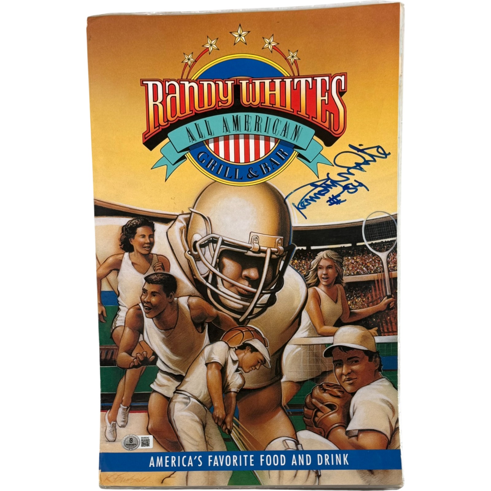 Randy White Autographed/Signed All-American Grill Menu Beckett 54979