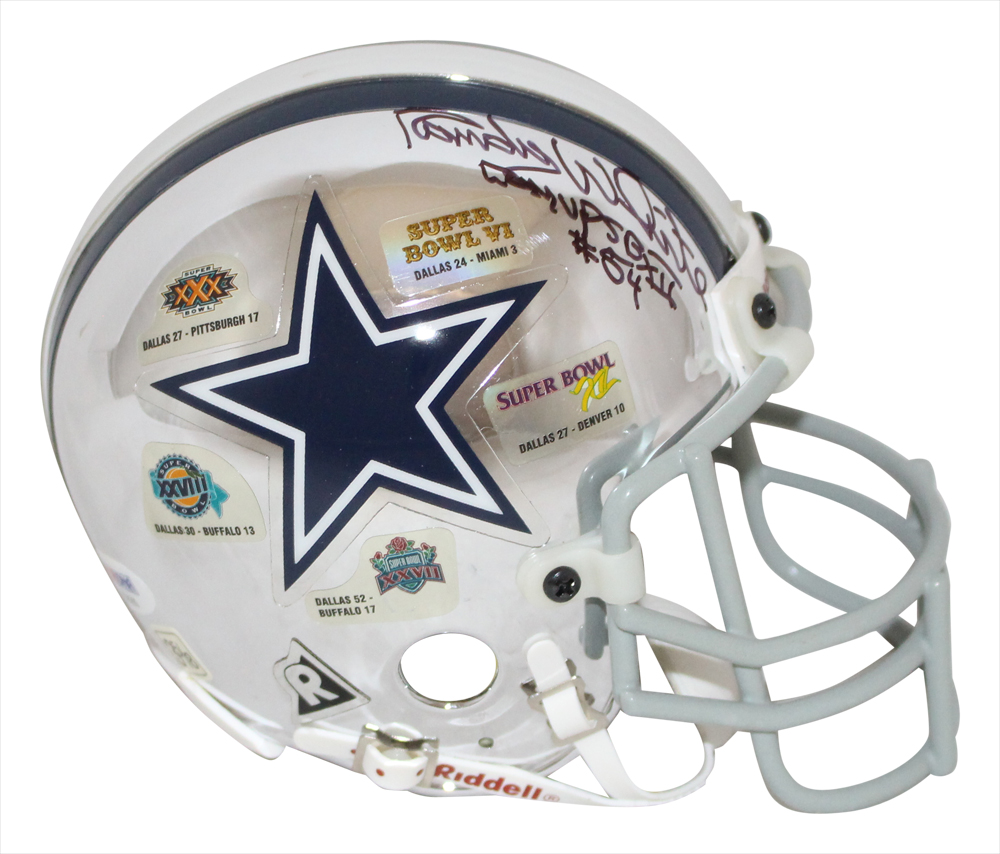 Randy White Signed Dallas Cowboys Super Bowl Chrome Mini Helmet PSA 32654