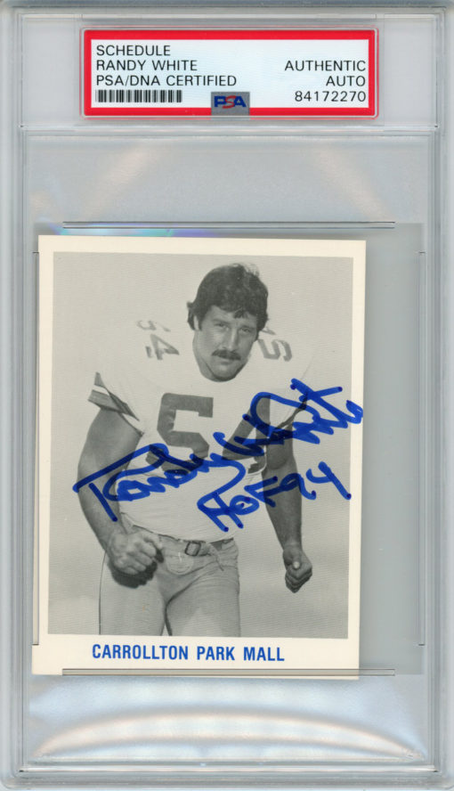 Randy White Autographed Dallas Cowboys 1982 Schedule Card PSA Slab 32636