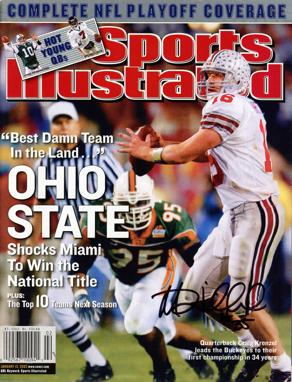 Matt Wilhelm Autographed 1/13/2003 Sports Illustrated Magazine Beckett