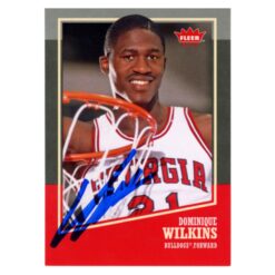Dominique Wilkins Autographed 2014 Fleer Retro # 12 Trading Card Beckett 54212