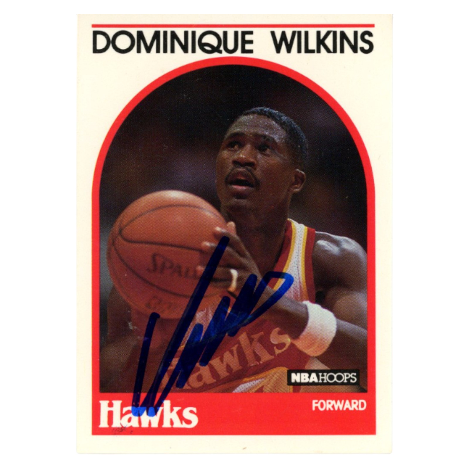 Dominique Wilkins Autographed 1989 NBA Hoops #130 Trading Card Beckett 54241