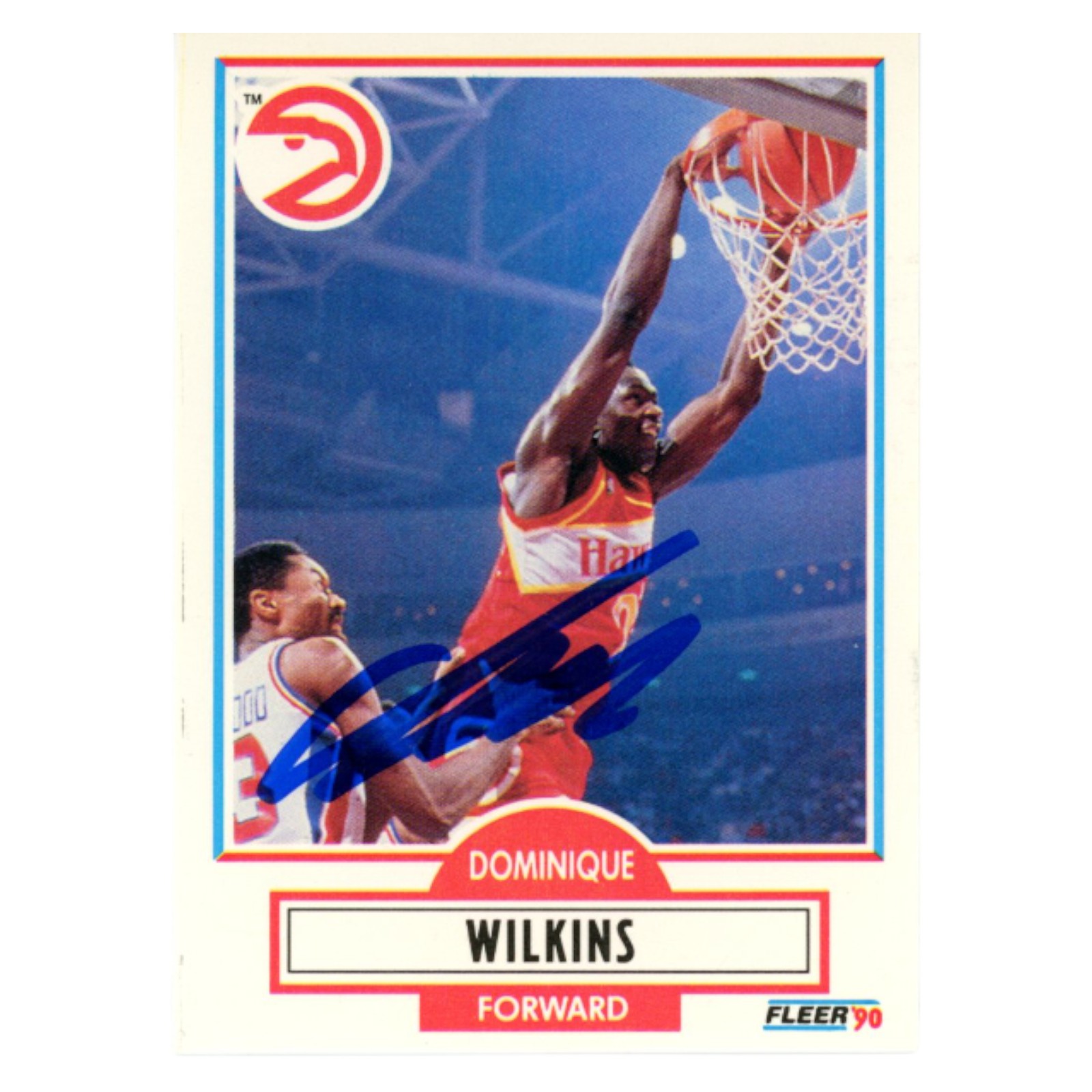 Dominique Wilkins Autographed 1990 Fleer #6 Trading Card Beckett 54202
