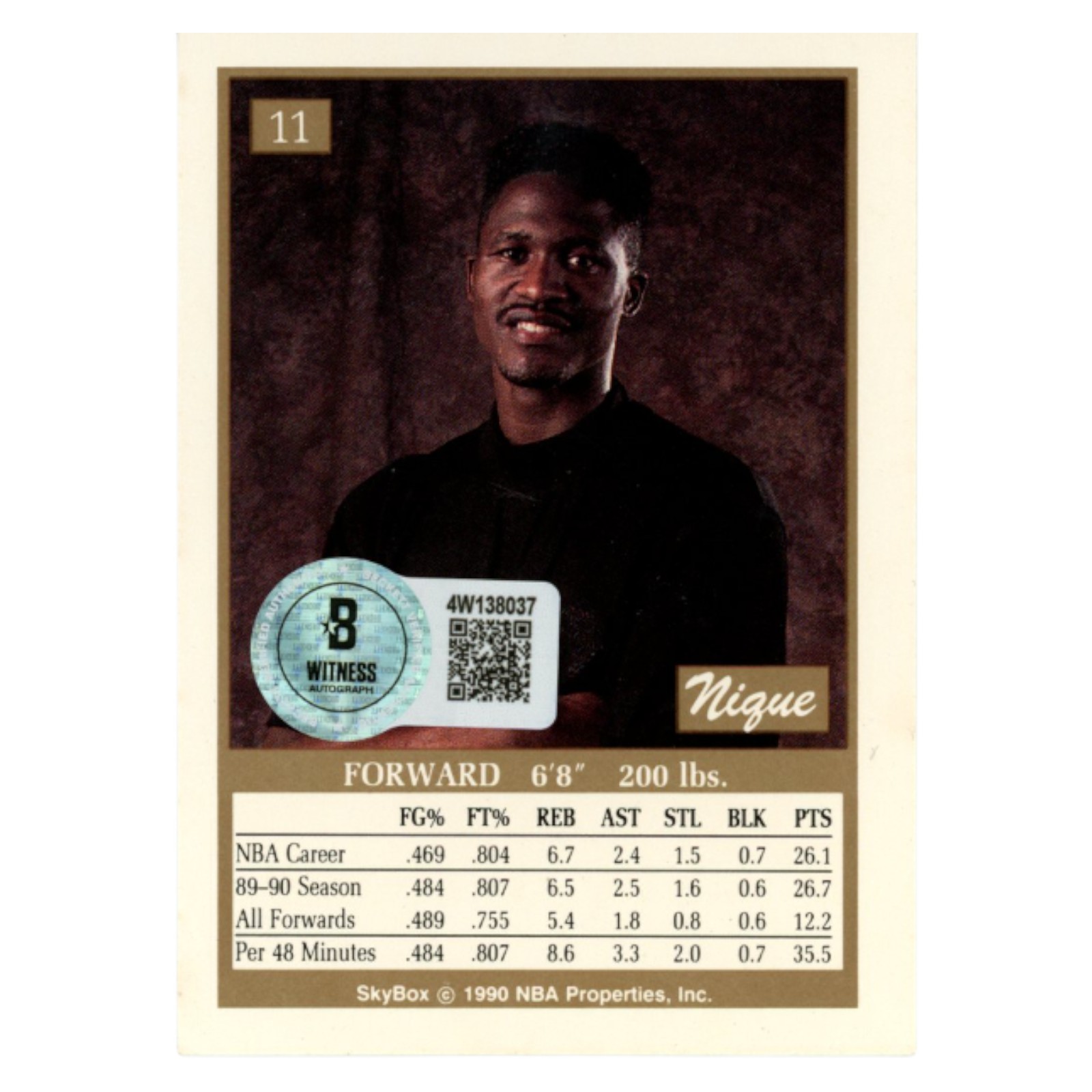 Dominique Wilkins Autographed 1990 SkyBox # 11 Trading Card Beckett 54126 2 Dominique Wilkins Autographed 1990 SkyBox # 11 Trading Card Beckett 54126