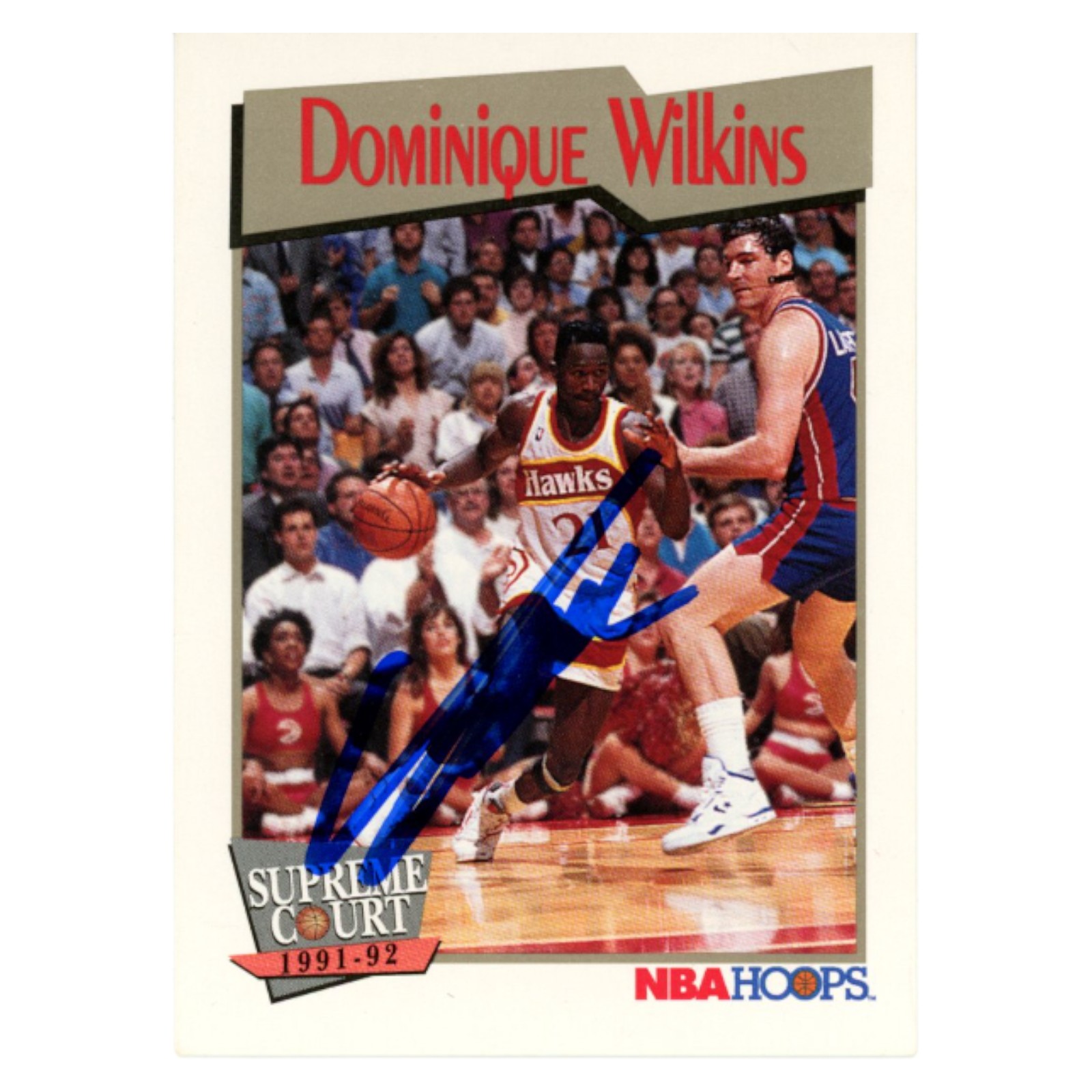 Dominique Wilkins Autographed 1991 NBA Hoops #449 Trading Card Beckett 54240
