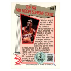Dominique Wilkins Autographed 1991 NBA Hoops #449 Trading Card Beckett 54240