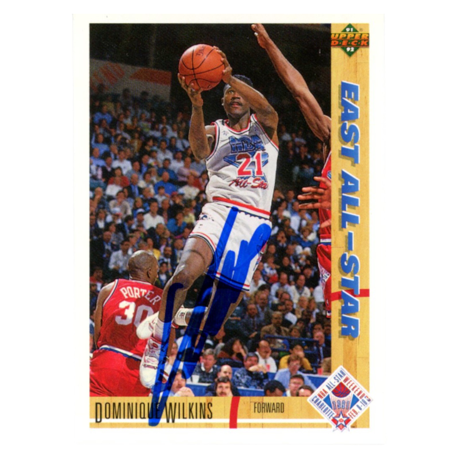 Dominique Wilkins Autographed 1991 Upper Deck #66 Trading Card Beckett 54167