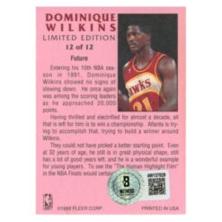 Dominique Wilkins Autographed 1992 Fleer LE #12 of 12 Trading Card Beckett 54216