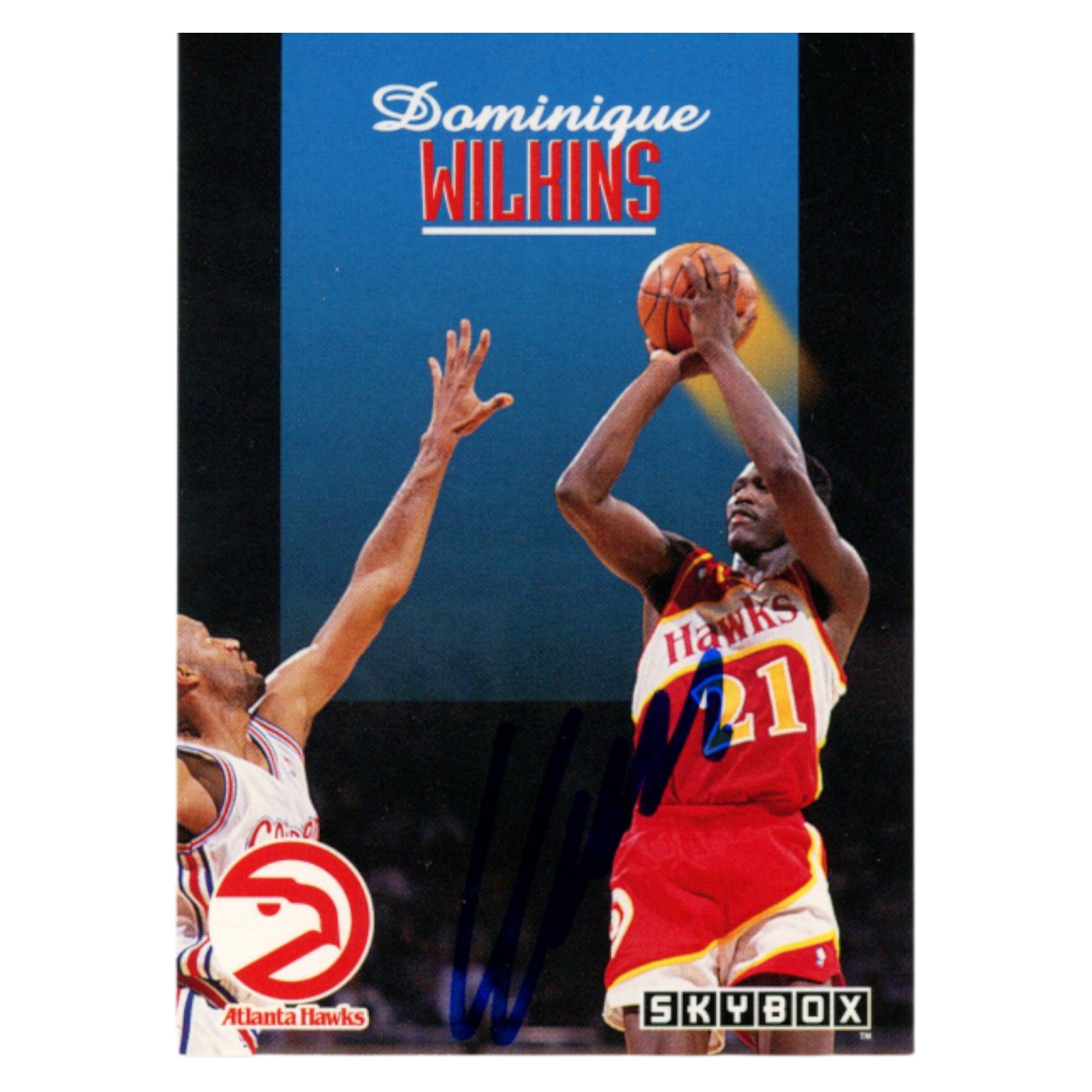 Dominique Wilkins Autographed 1992 SkyBox #8 Trading Card Beckett 54131