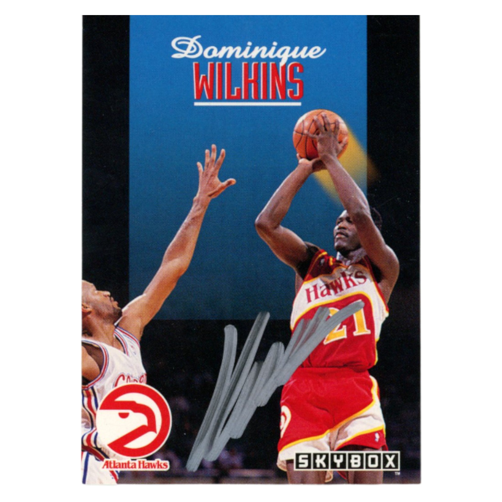 Dominique Wilkins Autographed 1992 SkyBox #8 Trading Card Beckett 54132