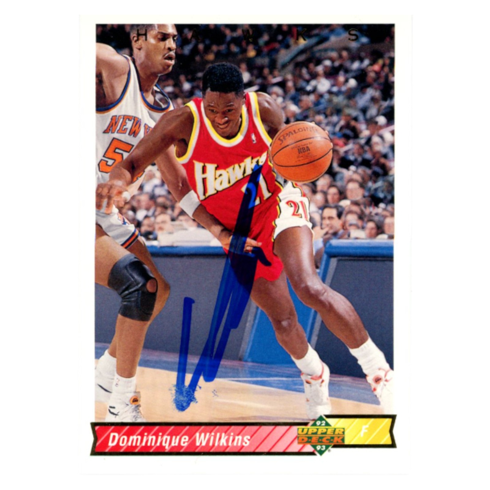 Dominique Wilkins Autographed 92 Upper Deck 400 SMEAR Trading Card Beckett 54169