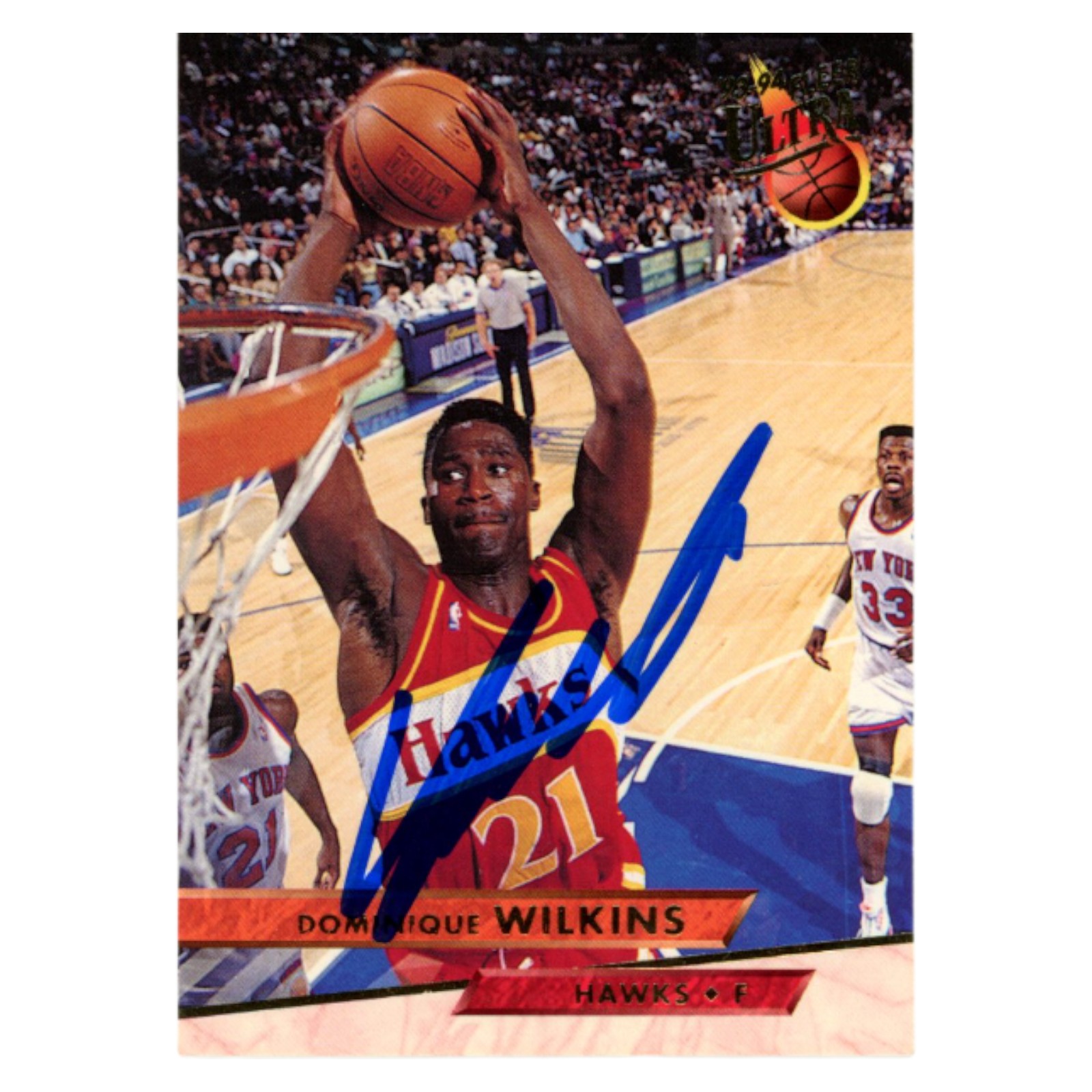 Dominique Wilkins Autographed 1993 Fleer Ultra #7 Trading Card Beckett 54204