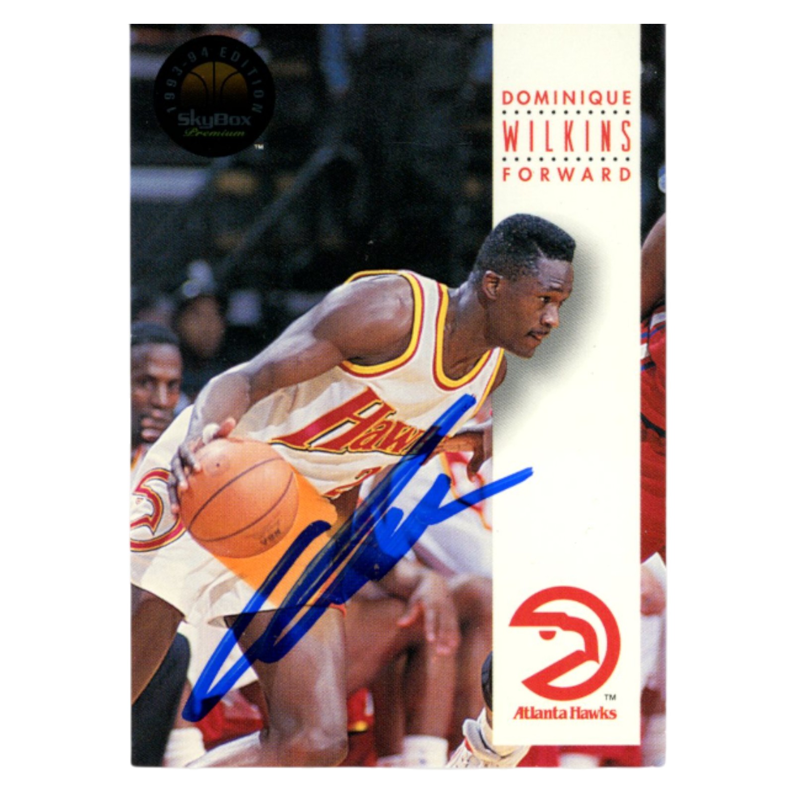 Dominique Wilkins Autographed 1993 SkyBox #28 Trading Card Beckett 54135