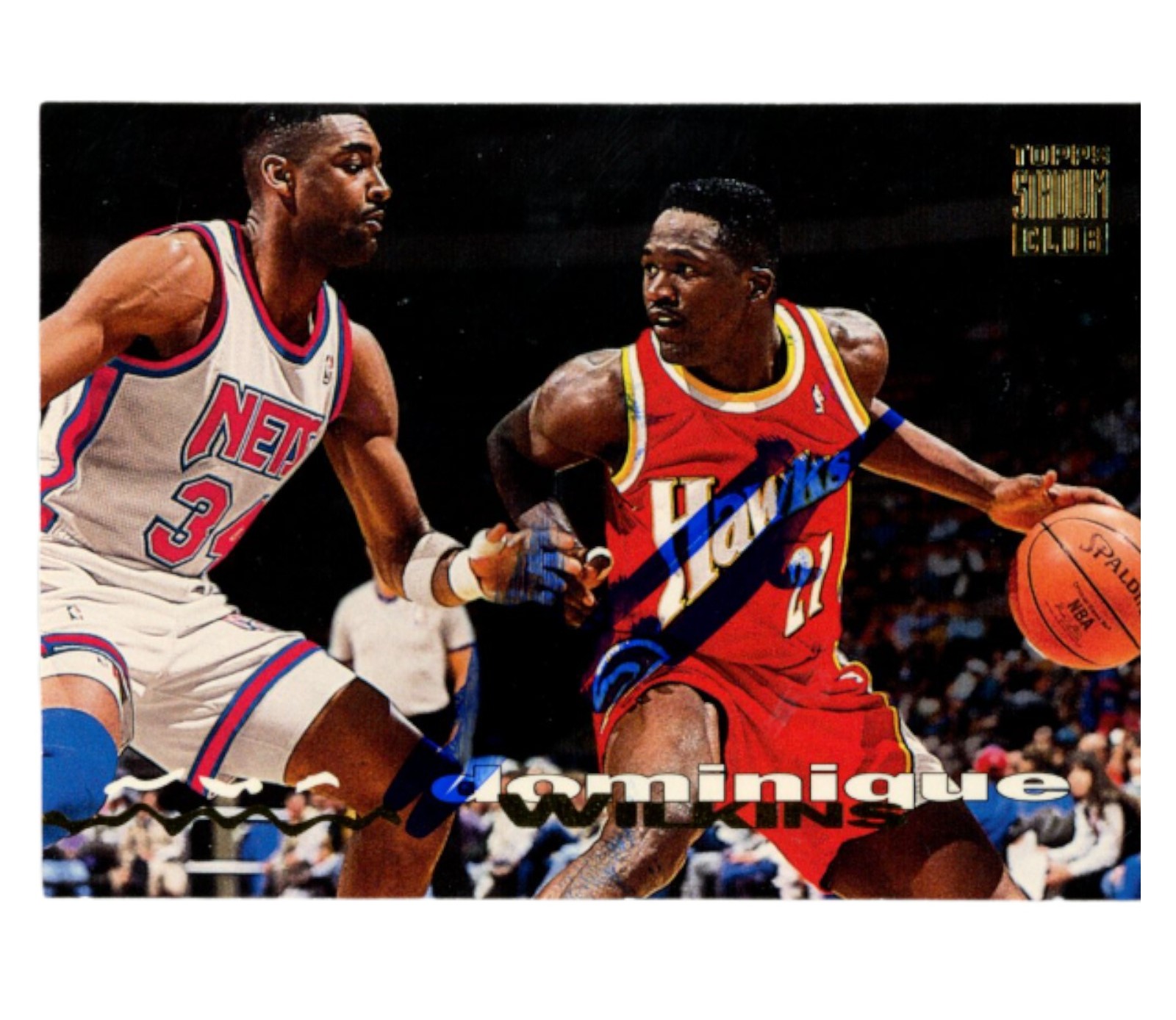 Dominique Wilkins Signed 94 Stadium Club #129 SMEAR Trading Card Beckett 54223