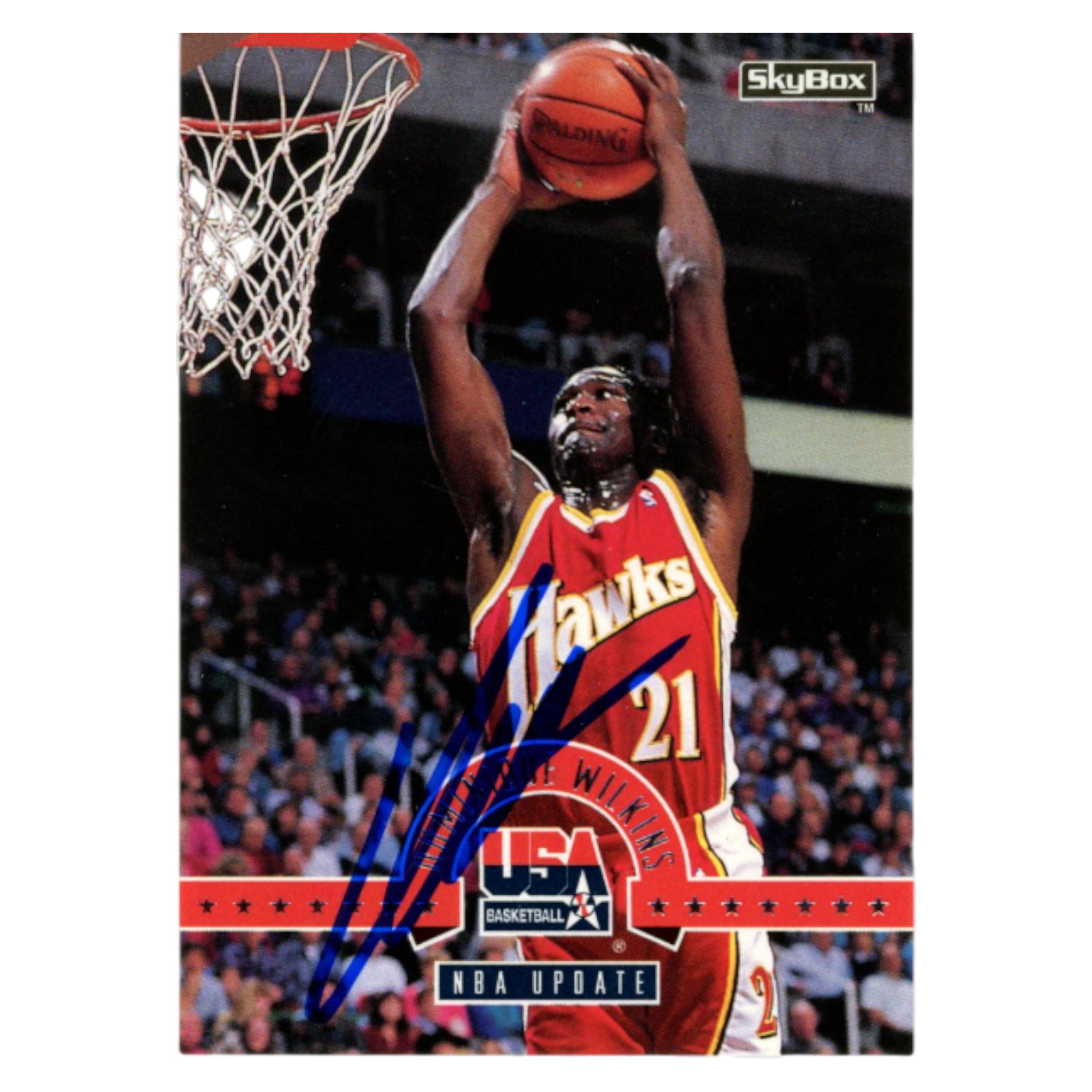 Dominique Wilkins Autographed 1994 SkyBox #34 Trading Card Beckett 54133