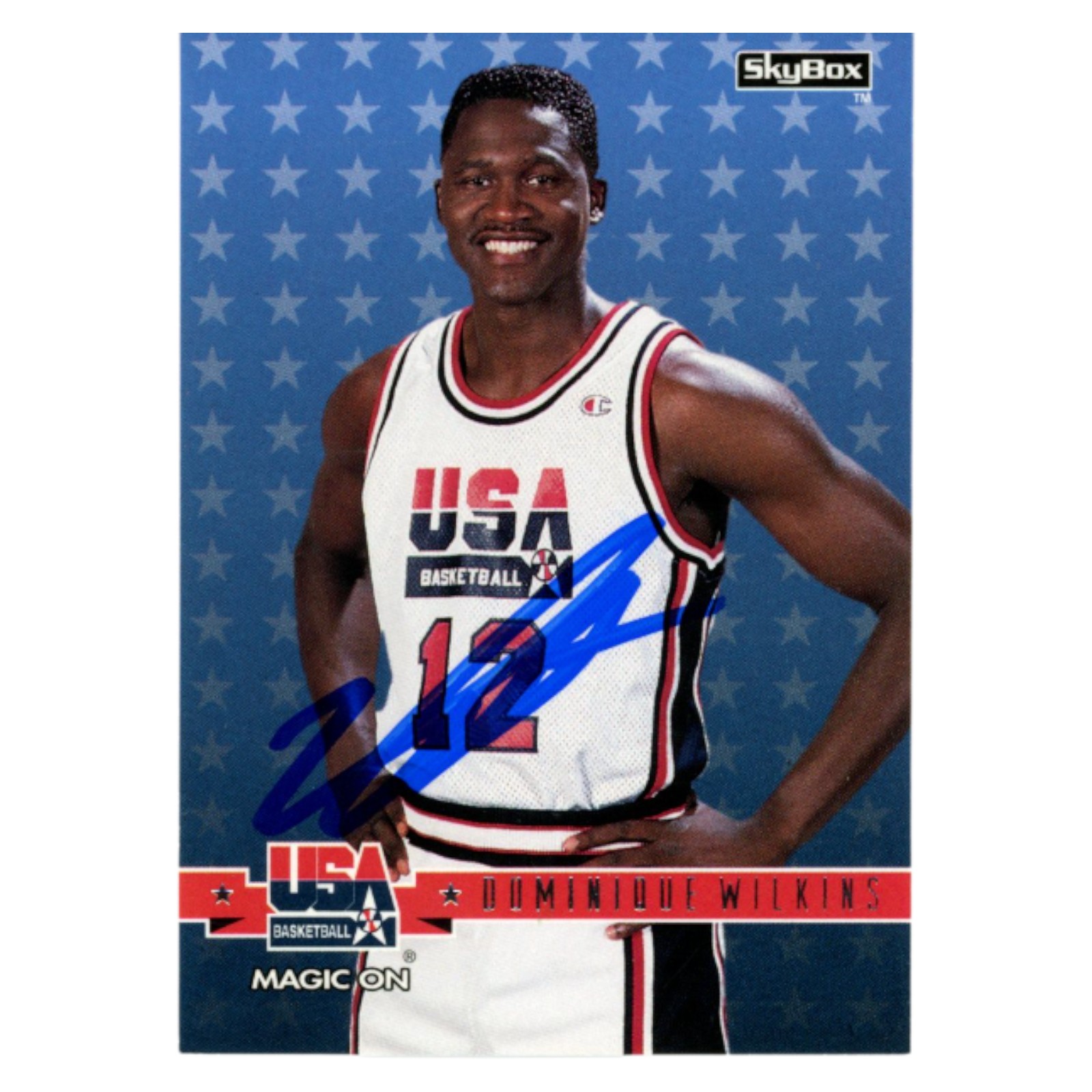 Dominique Wilkins Autographed 1994 SkyBox #36 Trading Card Beckett 54136