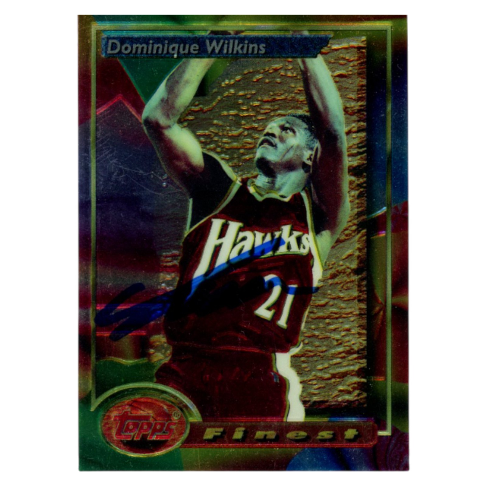 Dominique Wilkins Autographed 1994 Topps Finest #163 Trading Card Beckett 54154