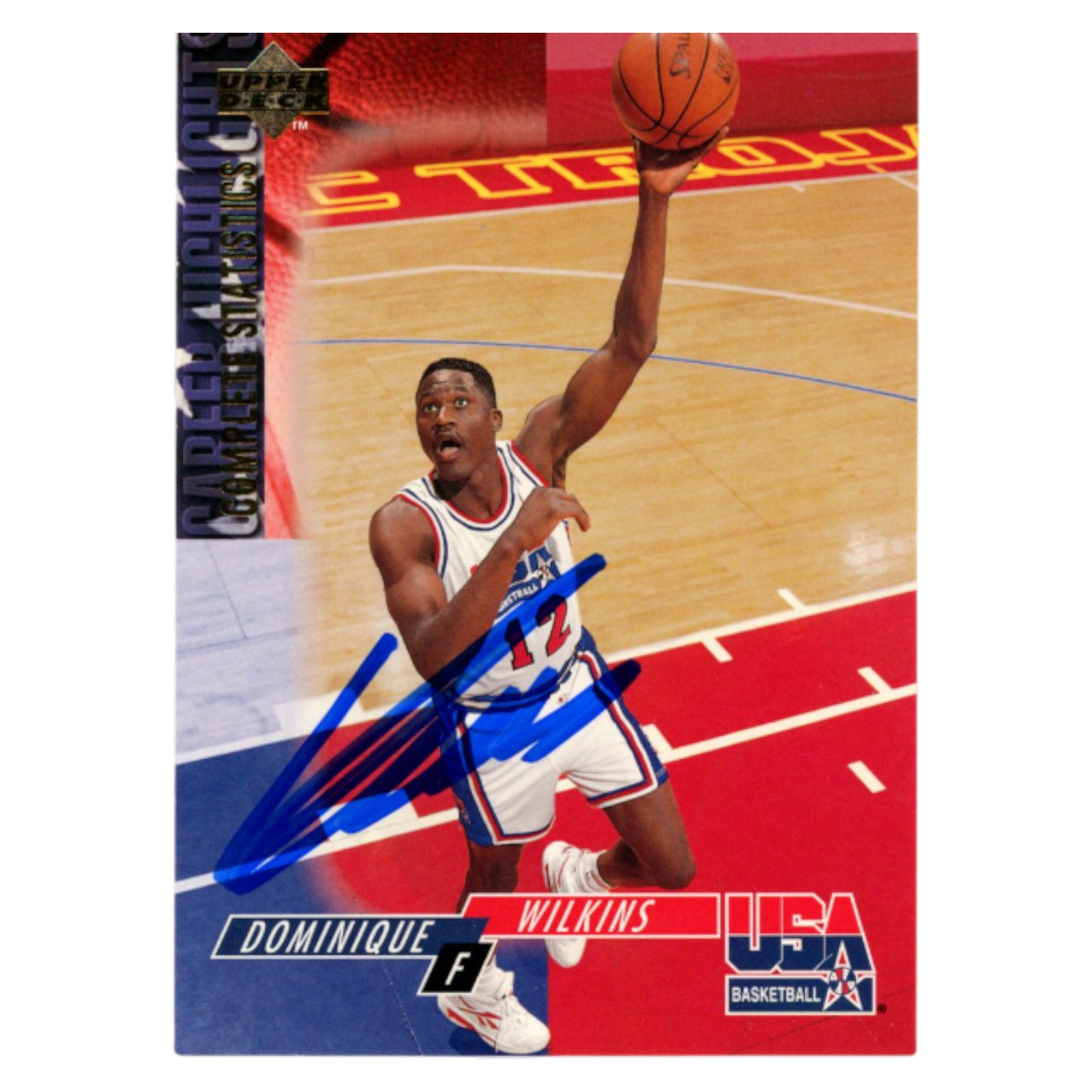 Dominique Wilkins Autographed 94 Upper Deck #78 SMEAR Trading Card Beckett 54155