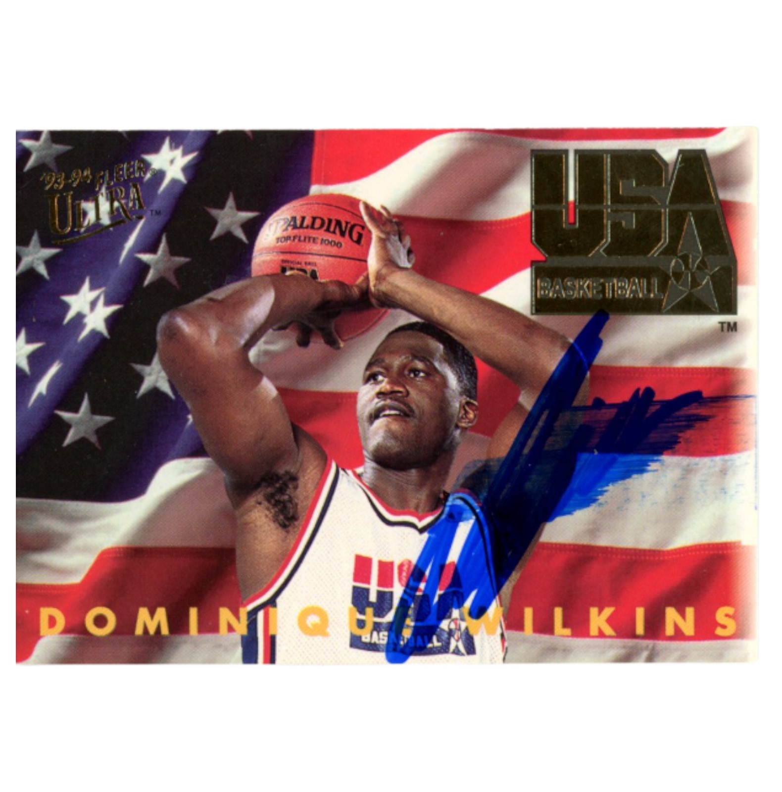 Dominique Wilkins Autographed 1995 Fleer #371 SMEAR Trading Card Beckett 54207