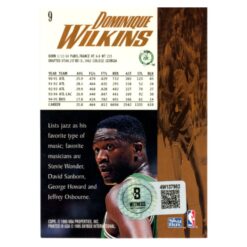Dominique Wilkins Autographed 1995 Skybox #9 Trading Card Beckett 54138