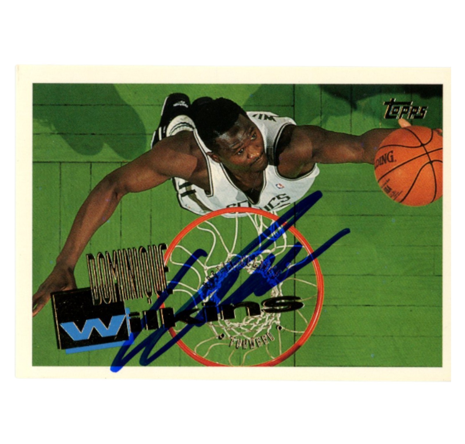 Dominique Wilkins Autographed 1995 Topps #120 Trading Card Beckett 54153