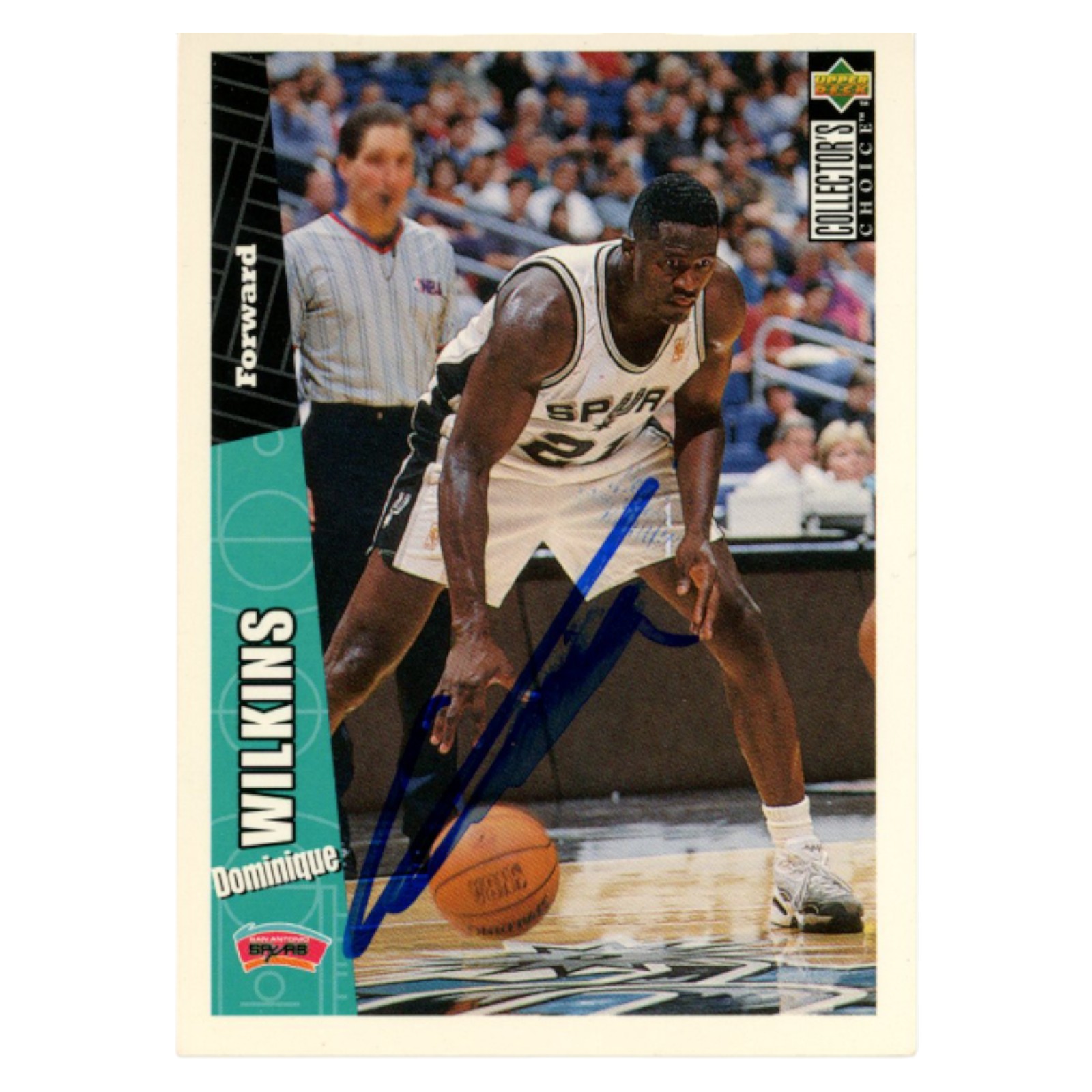 Dominique Wilkins Autographed 96 Upper Deck 325 SMEAR Trading Card Beckett 54180