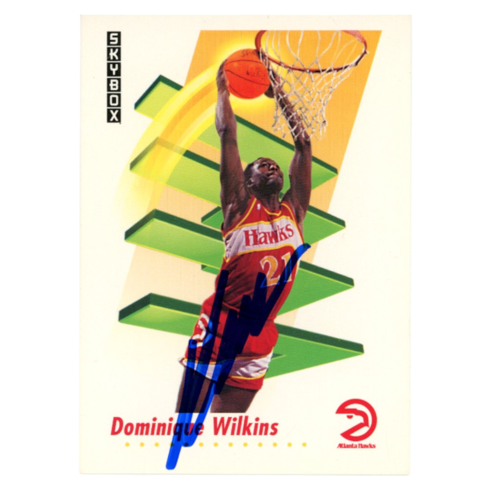 Dominique Wilkins Autographed 1991 SkyBox #10 Trading Card Beckett 54123
