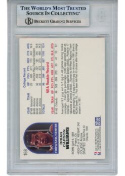 Brian Williams Autographed 92-93 Hoops #168 Slabbed Trading Card Beckett 52714