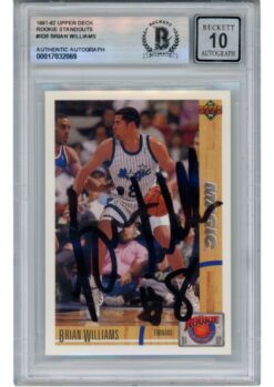 Brian Williams Autographed 91-92 Upper Deck #R35 Slab Trading Card Beckett 52708