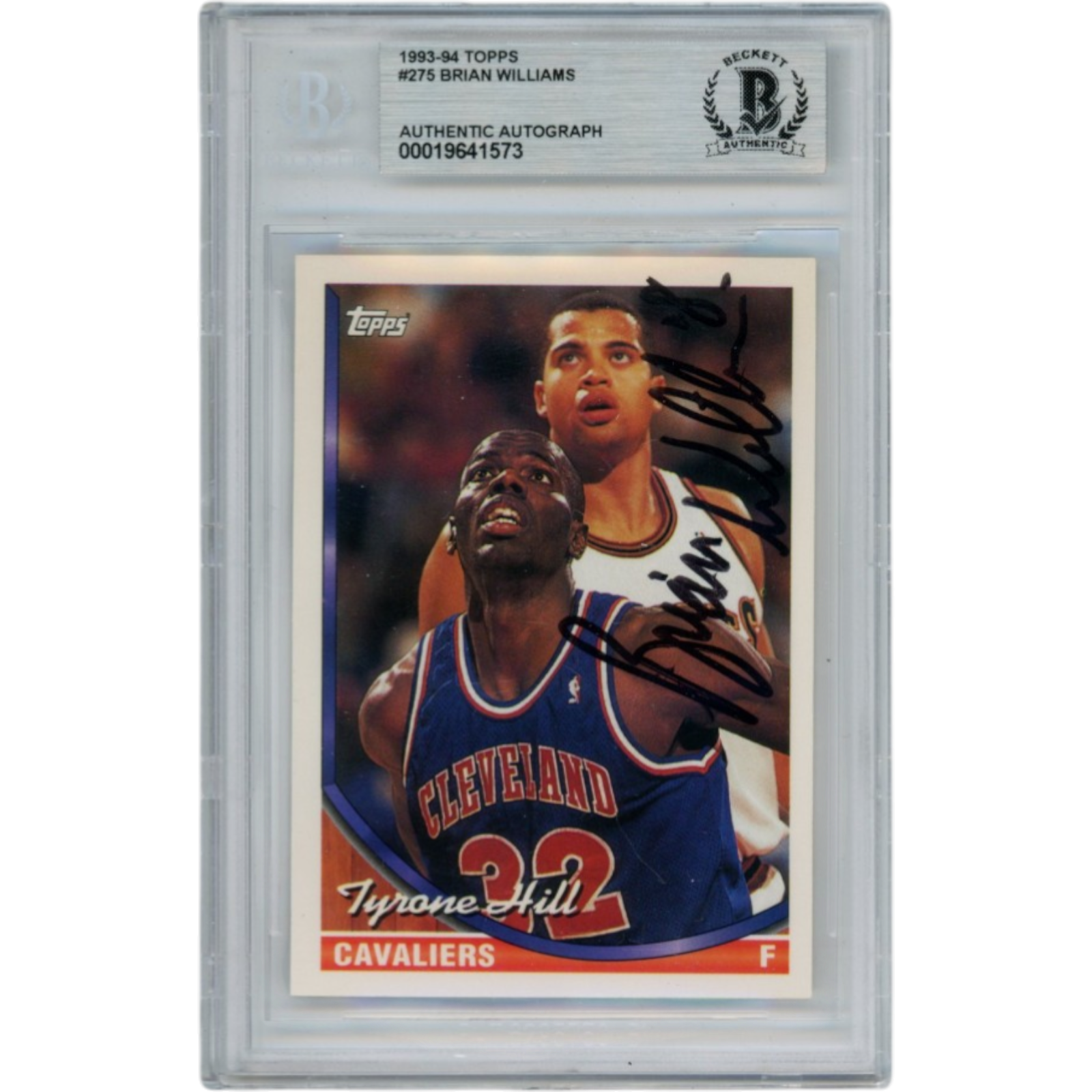 Brian Williams Autographed 1993-94 Topps #275 Slabbed Trading Card Beckett 52717