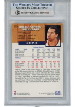 Brian Williams Autographed 93-94 Hoops #329 Slabbed Trading Card Beckett 52716