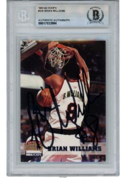 Brian Williams Autographed 93-94 Hoops #329 Slabbed Trading Card Beckett 52704