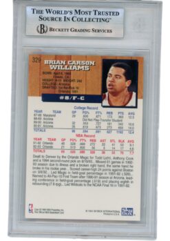 Brian Williams Autographed 93-94 Hoops #329 Slabbed Trading Card Beckett 52704