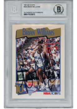 Brian Williams Autographed 91-92 Hoops #555 Slabbed Trading Card Beckett 52702