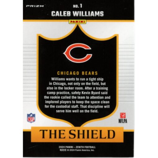 Caleb Williams 2024 Panini Zenith The Shield #1 Rookie Trading Card 59167