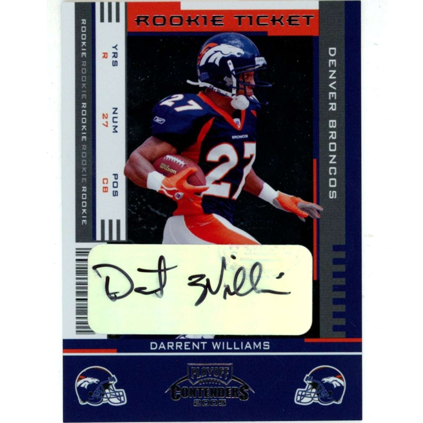 Darrent Williams Signed Denver Broncos Trading Card Donruss Playoff #184 58701