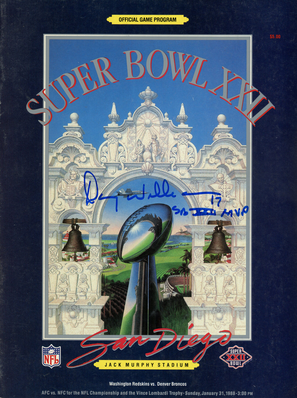 Doug Williams Autographed/Signed Super Bowl XXII Program SB MVP JSA 37388