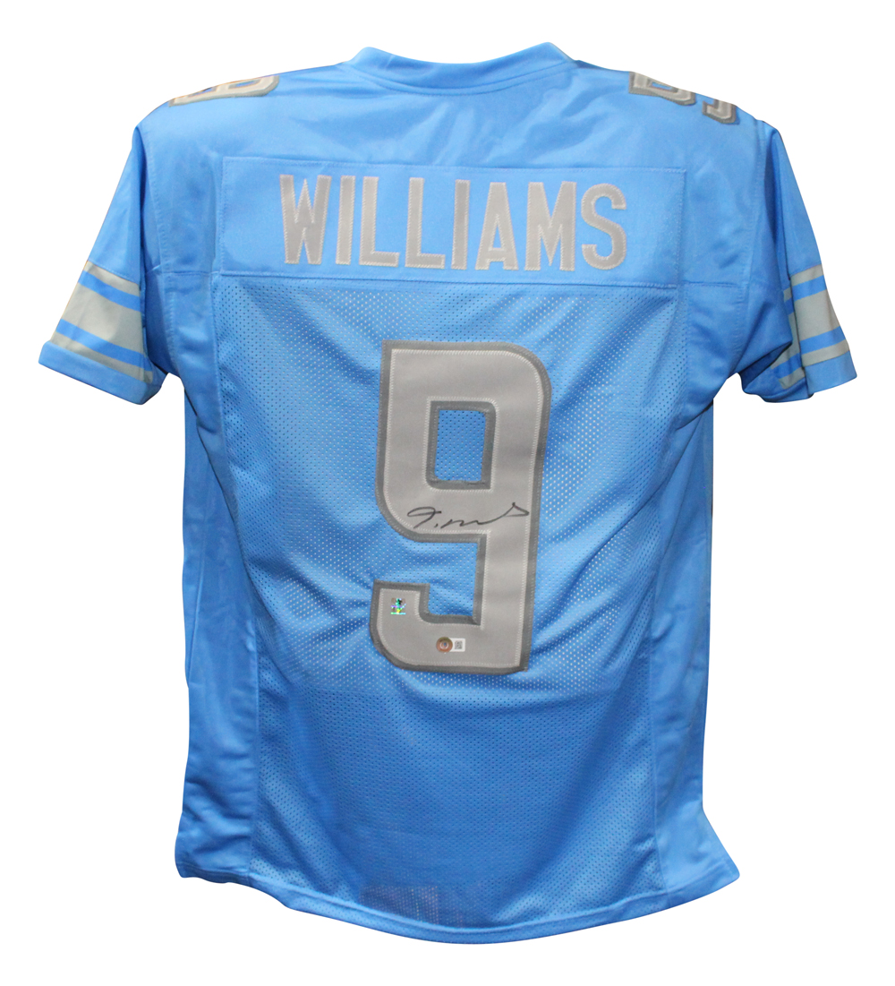 Jameson Williams Autographed/Signed Pro Style Blue XL Jersey Beckett