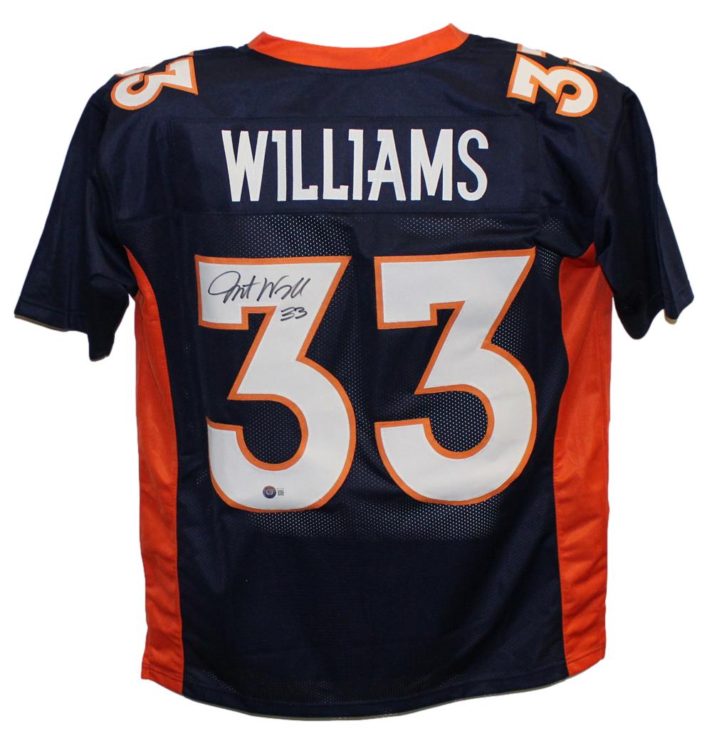 Javonte Williams Autographed/Signed Pro Style Blue XL Jersey BAS 32103 