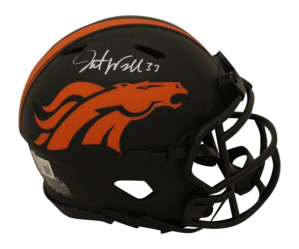 Javonte Williams Signed Denver Broncos Eclipse Speed Mini Helmet BAS 32098